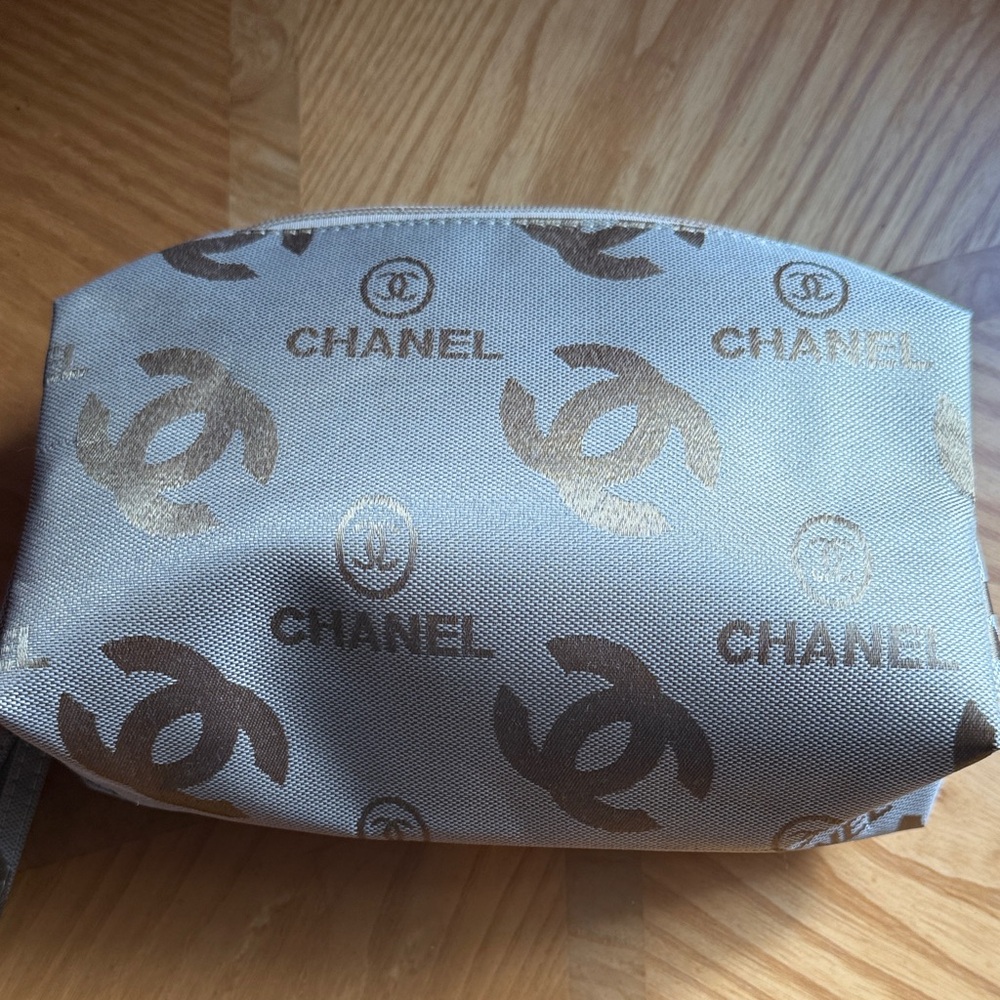 Unbranded Beige and Brown Logo Pouch